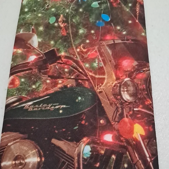 Harley Davidson Ralph Marlin Festive Motorcycle Tie - Burgundy and Multicolor - Picture 4 of 5